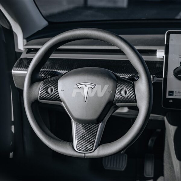 Tesla Model 3 / Y Carbon Fiber Steering Wheel Trim